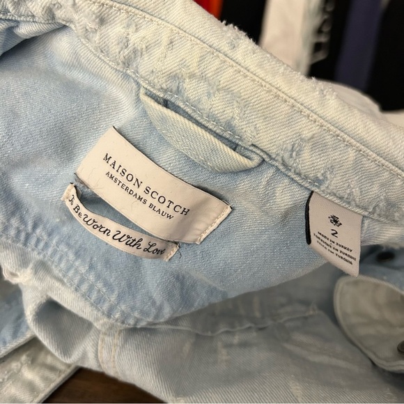 ❤️ MAISON SCOTCH Women's Light Blue Denim Jacket 2 - Picture 6 of 12
